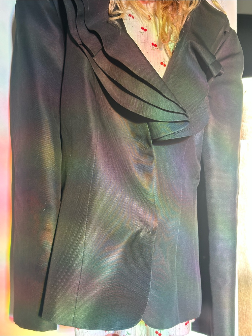 Valentino Garavani Black Ruffle-Detail Blazer